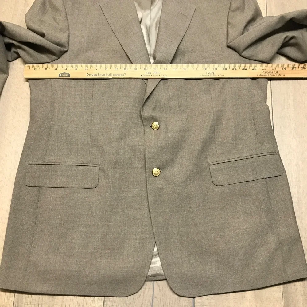 Stafford Hopsack‎ Blazer Mens Size 46L Worsted Wool Blend Brown Sport Coat NEW